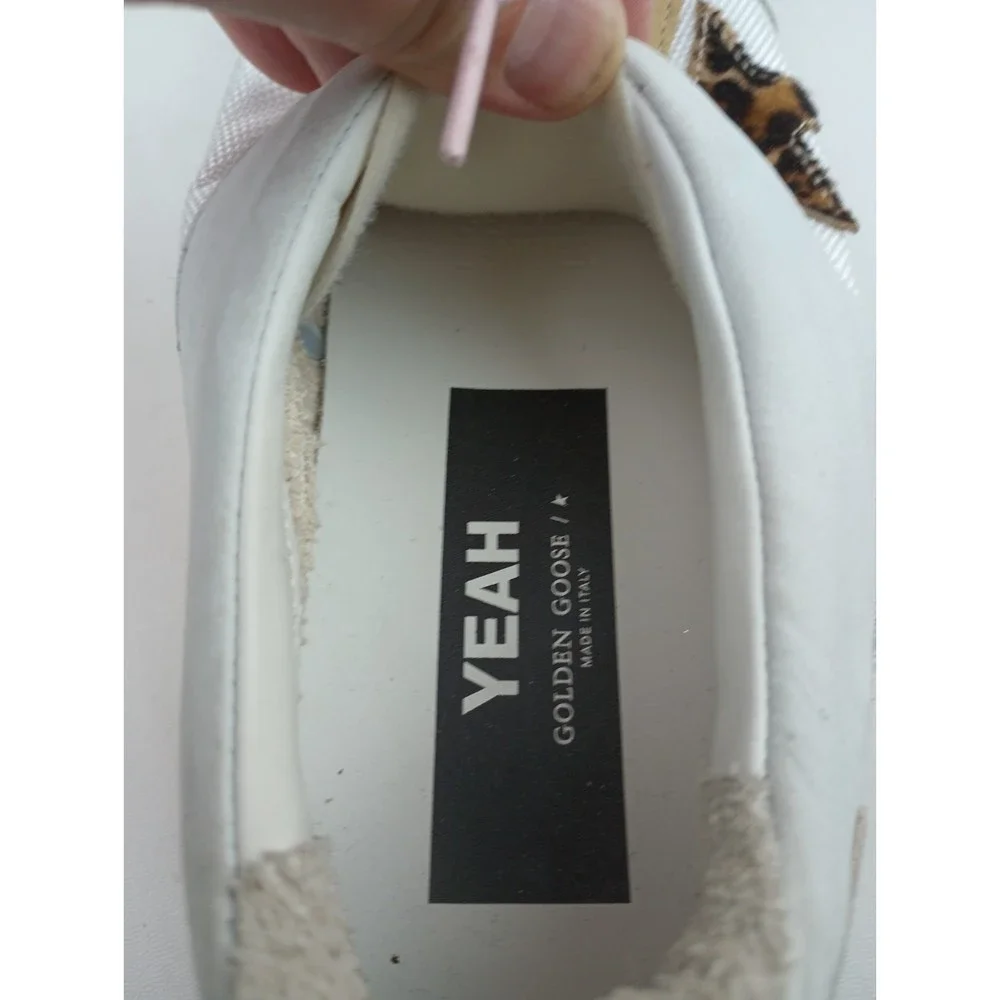 Golden Goose Yeah Low Top Sneakers Women's White Cheetah Star Shoes Size 41 - Picture 6 of 8
